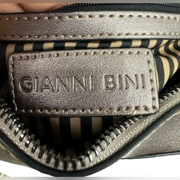 Gianni Bini Rectangular Gold Crossbody bag with gun metal studs/hardware - Picture 10 of 12